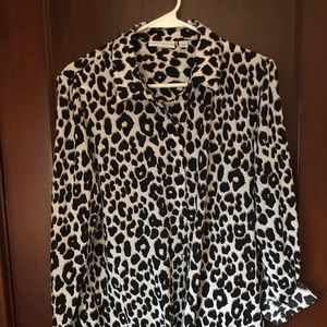 Leopard Print Front Knot Blouse